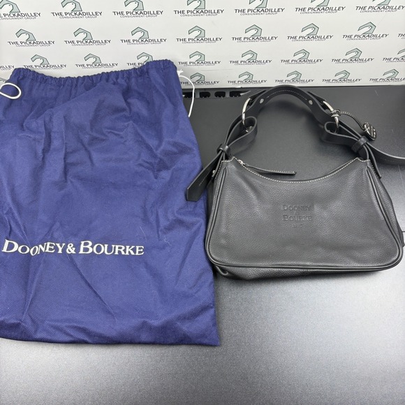 Dooney & Bourke Black Leather Shoulder Bag Purse Y2K Silver Hardware - Picture 1 of 7